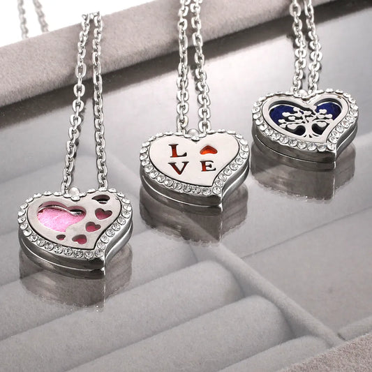 023 New Love Heart  Aromatherapy Necklace Diffuser Pendant Tree